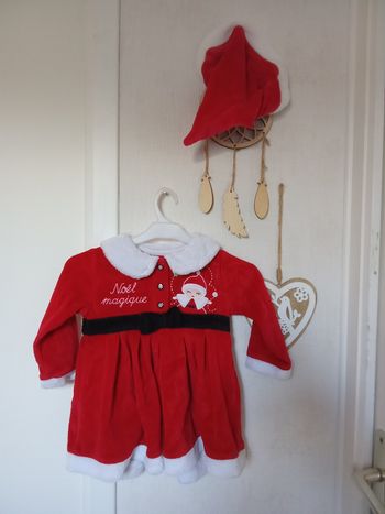 Robe Noël bébé fille 12 mois, rouge, blanc, motif