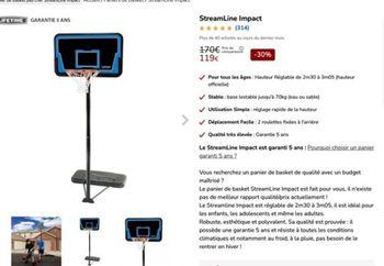 Panier de basket streamline impact