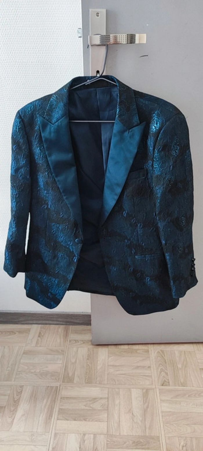 Veste costume reflets bleu