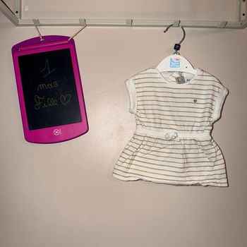 T-shirt manches courtes rayé à paillettes, fille -T1mois - Kiabi 