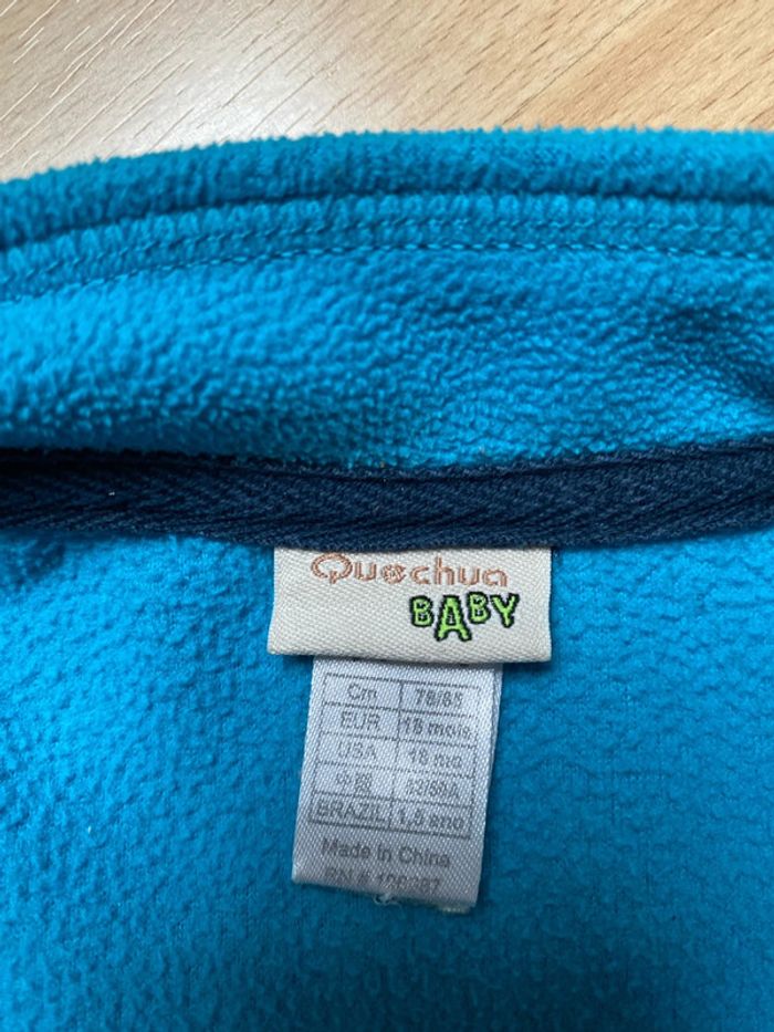 Veste polaire bleu turquoise 18 mois Quecha - photo numéro 3