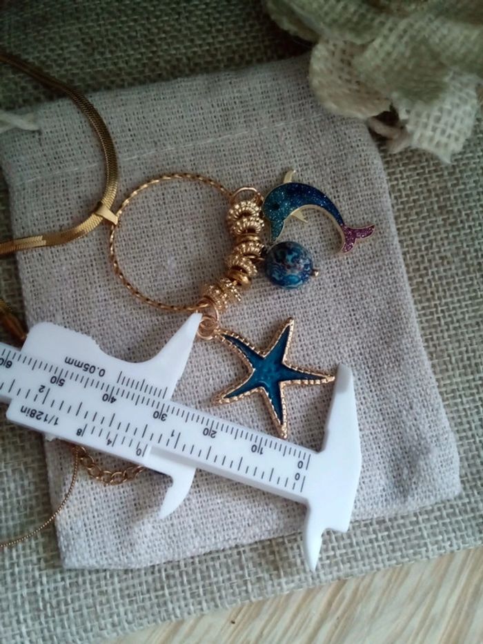 Collier plage pierres de jaspe océan et lapis lazuli - photo numéro 2