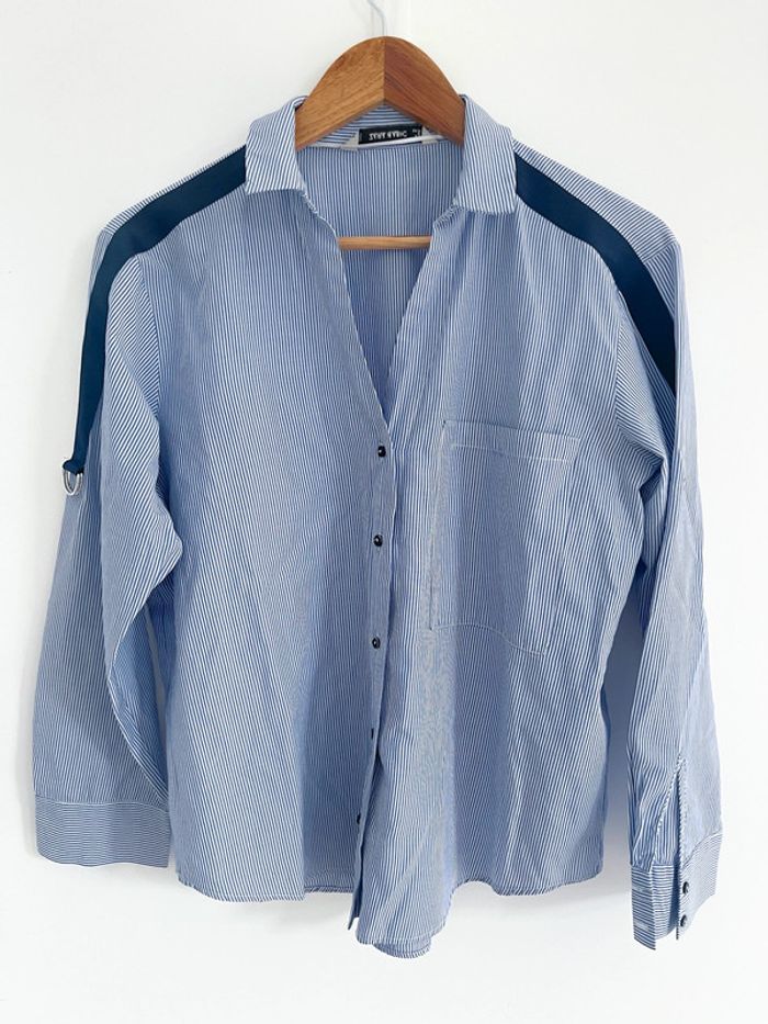 Chemise à rayures Zara bleu et blanc
