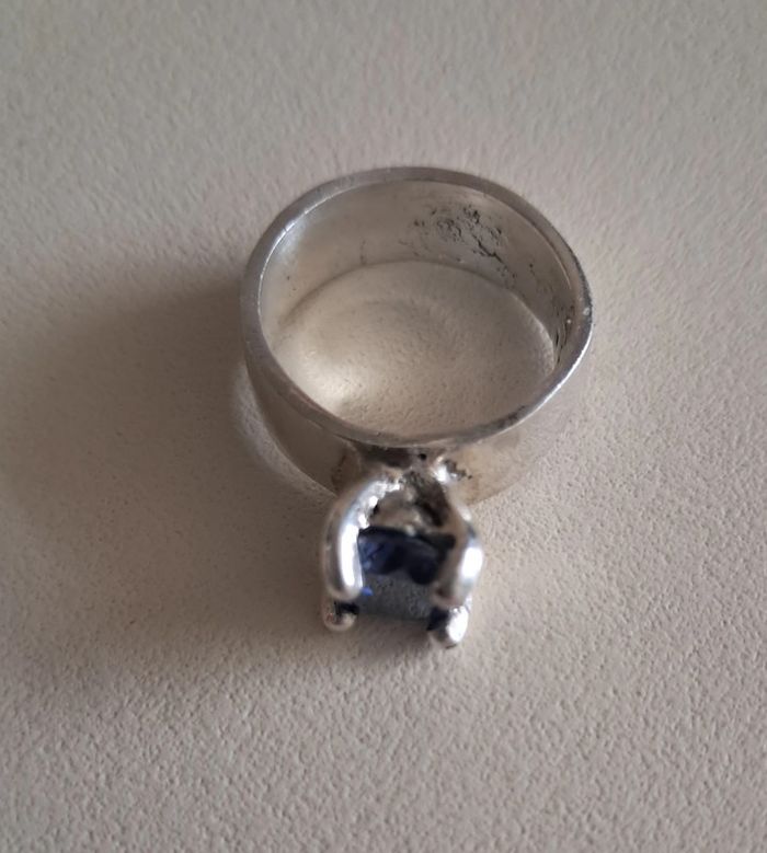 Bague argent et pierre bleu profond - photo numéro 4