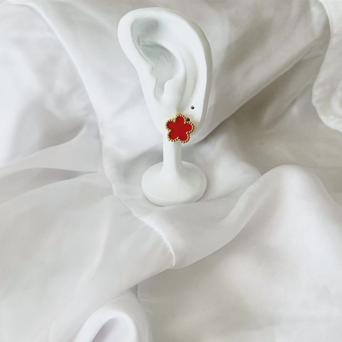 Boucles d’oreilles fleurs rouges - photo numéro 2