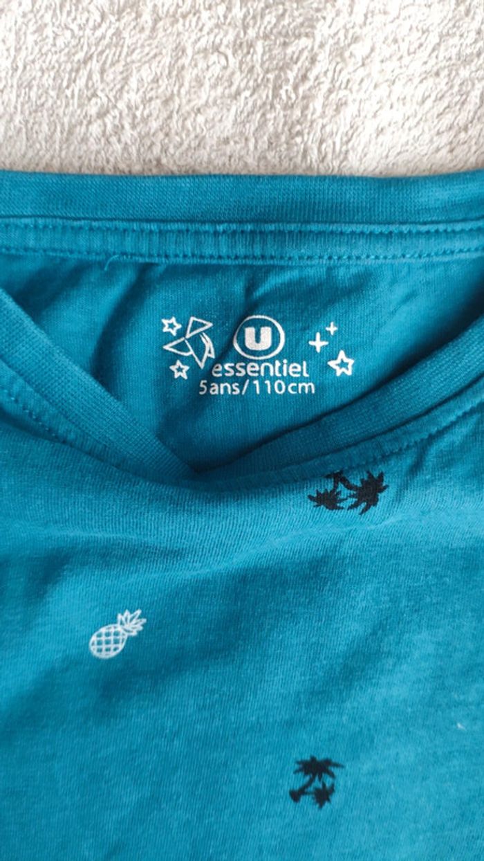Lot de 2 T-shirts u essentiel bleu taille 5 ans - photo numéro 3