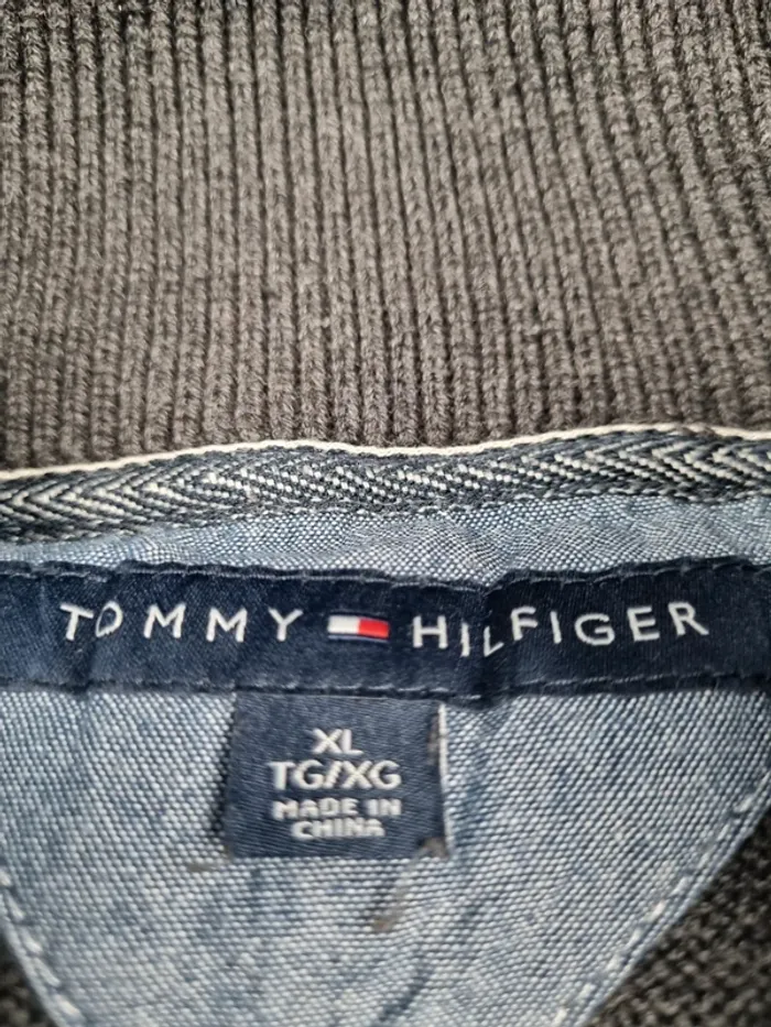 Pull col châle gris Tommy Hilfiger – Taille XL Homme (mesures en photos) - photo numéro 6