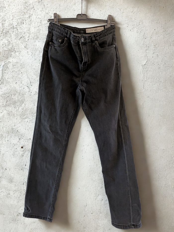 Jean taille haute gris foncé
