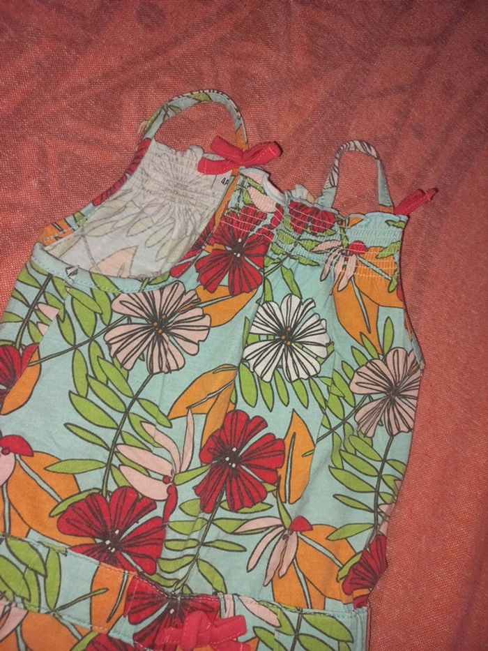 Combinaison combi short 4 ans fille fleurie tropical - photo numéro 3