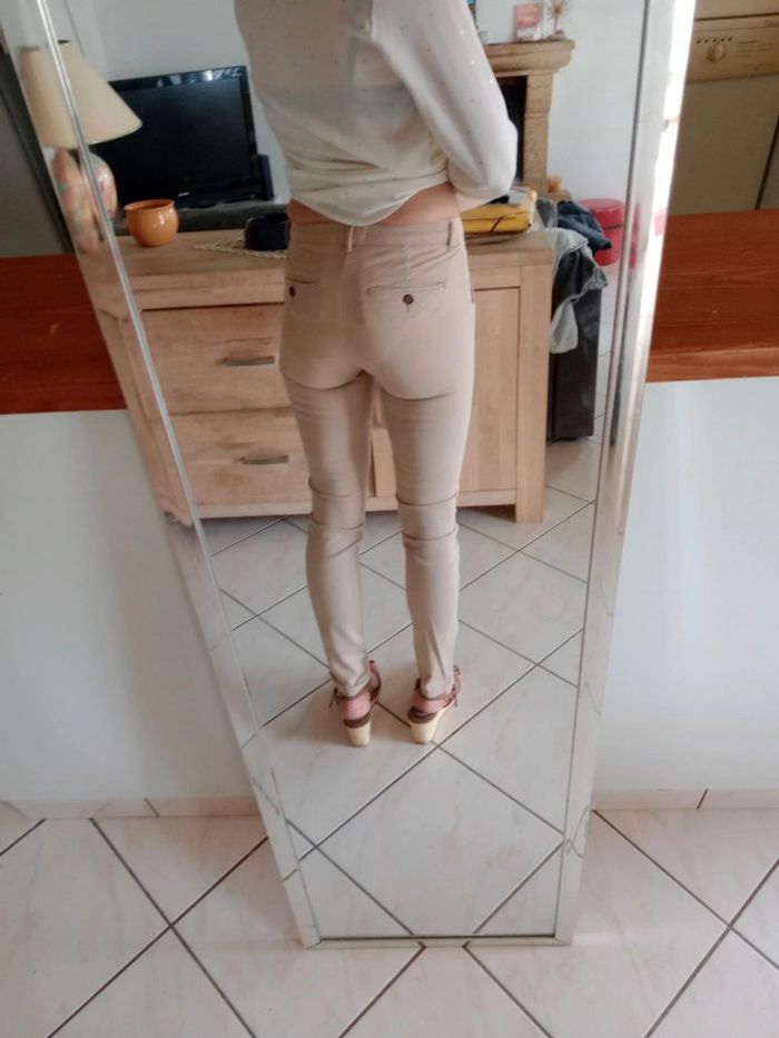 Pantalon femme 34 beige c78 - photo numéro 4
