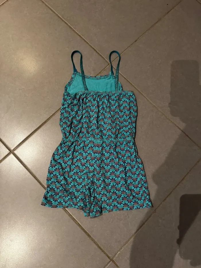 Tunique / Combinaison short avec noeud à la taille - DPAM - Fleurs - Vert - 6 ans - photo numéro 3