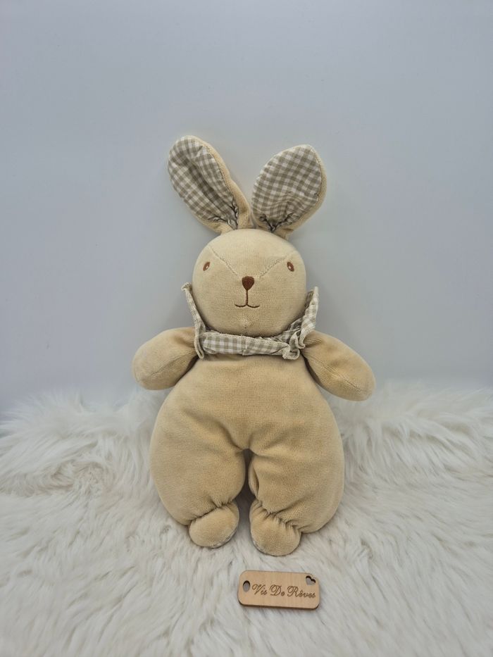 Doudou peluche Beige Vichy Ajena Vintage - photo numéro 1