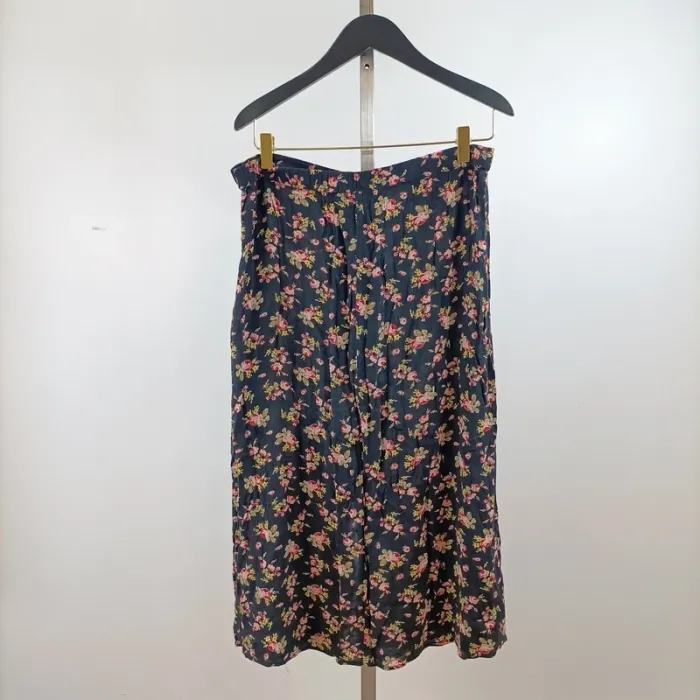 Jupe midi fluide fleurie boutonnée noir rose taille 40 bohème romantique A1446 - photo numéro 6