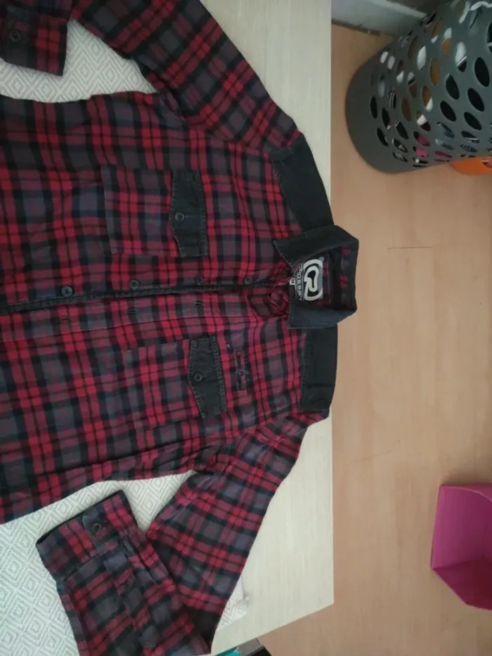 Chemise à carreaux gris et noir Crossby taille M - photo numéro 2