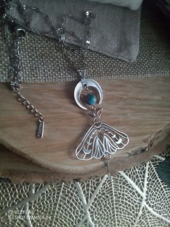Collier papillon lune pierre de jaspe naturelle