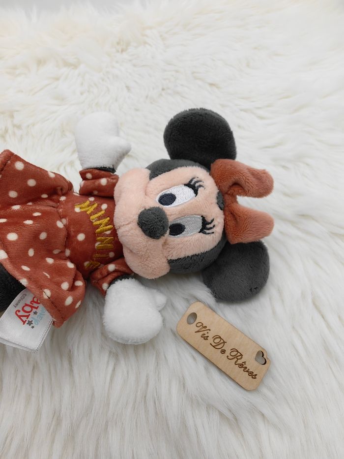 Doudou Peluche Minnie Marron Blanc à Pois Disney - photo numéro 2