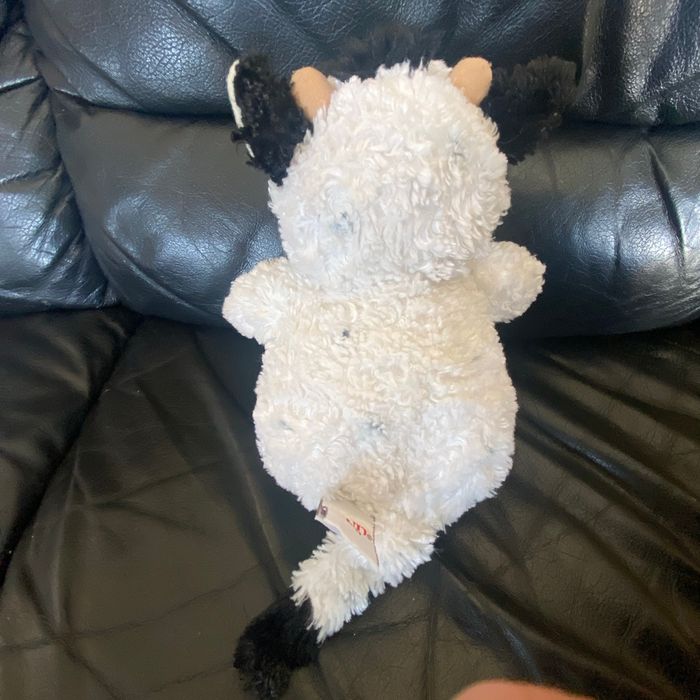 Doudou peluche vache beige blanche et noir gund 23cm - photo numéro 2