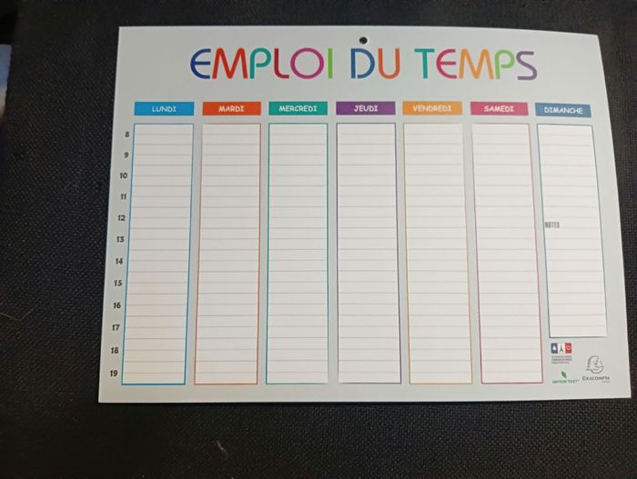 Emploi du temps - photo numéro 2