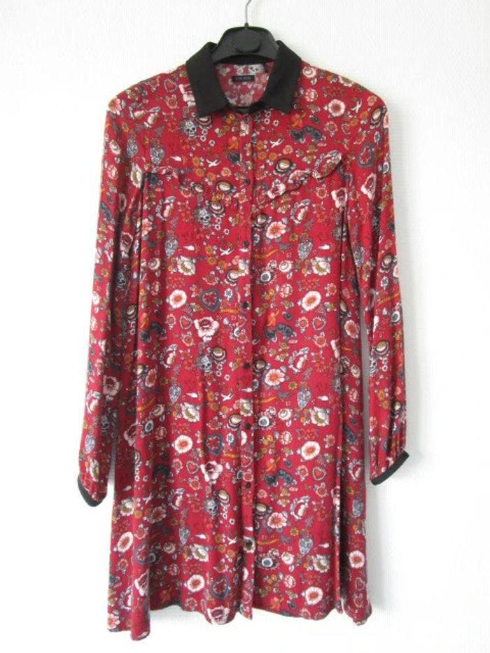 Robe bordeaux imprimée IKKS 12 ans TBE - photo numéro 2