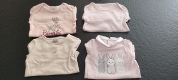 Lot 4 body manches longues bébé fille Disney Obaibi Kiabi Gémo 6 mois 68cm