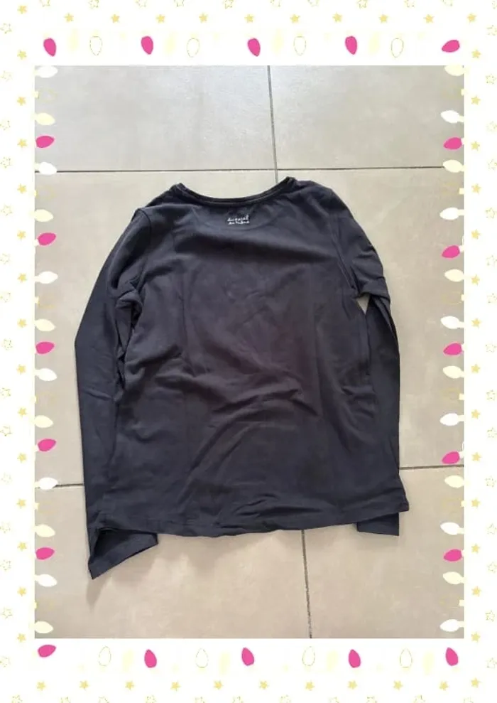 T-shirt noir manches longues – Du Pareil au Même – Taille 10 ans fille - photo numéro 4