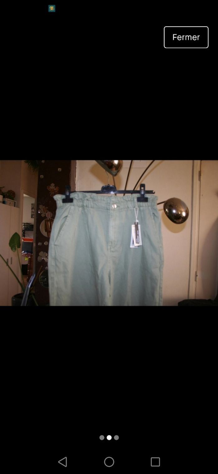 🌸Jean vertdeau coupe baggy Taille haute   "Mango"Tendance2023 Neuf 🌸 - photo numéro 2