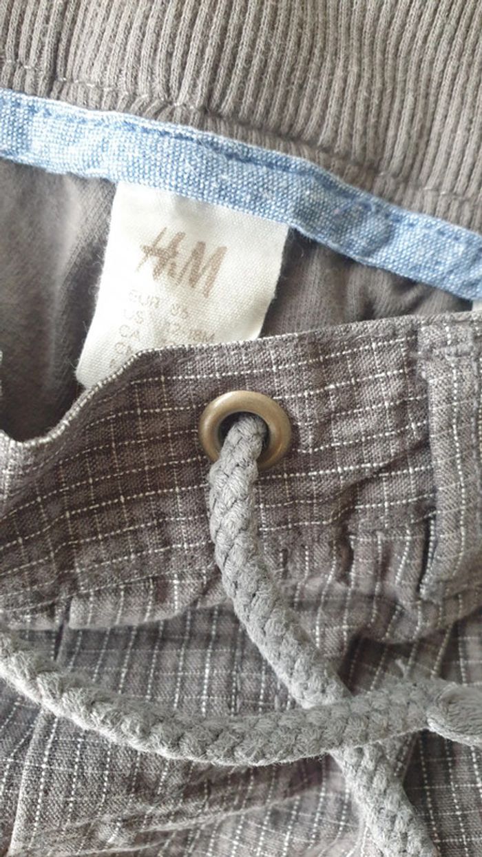 Pantalon bébé gris blanc, doublure, taille 12 - 18 mois, H&M - photo numéro 4