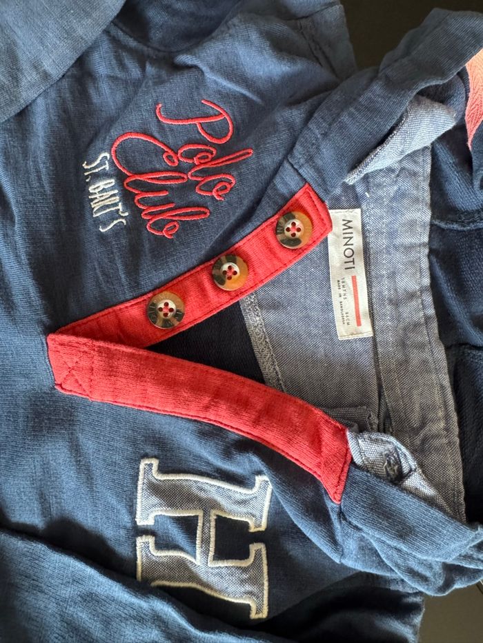 Sweat 18m effet chemise dessous Minoti neuf bleu - photo numéro 3