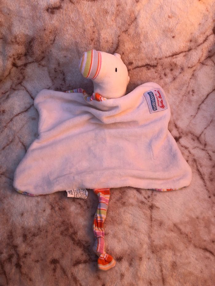 Doudou plat cheval licorne rayé orange bleu blanc Baby Love Kathe Kruse - photo numéro 2