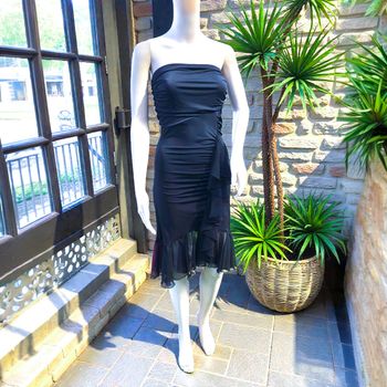 MORGAN - ROBE BUSTIER FEMME VISUEL DRAPÉ DÉTAILS FRONCES & VOLANTS VOILE S / 36