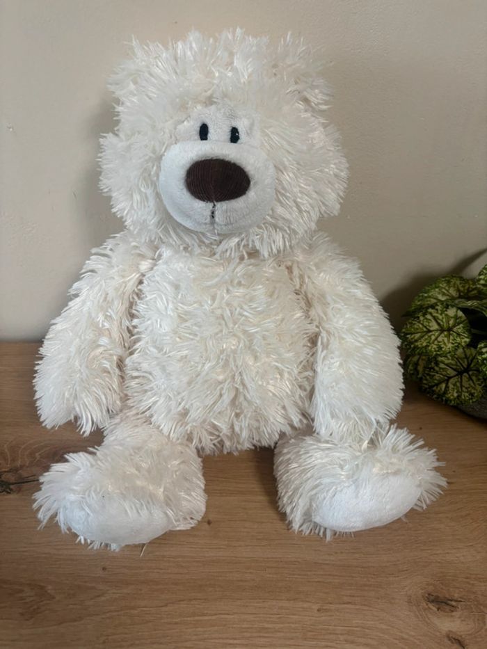 Doudou peluche ours blanc nez marron gund 40 cm - photo numéro 2