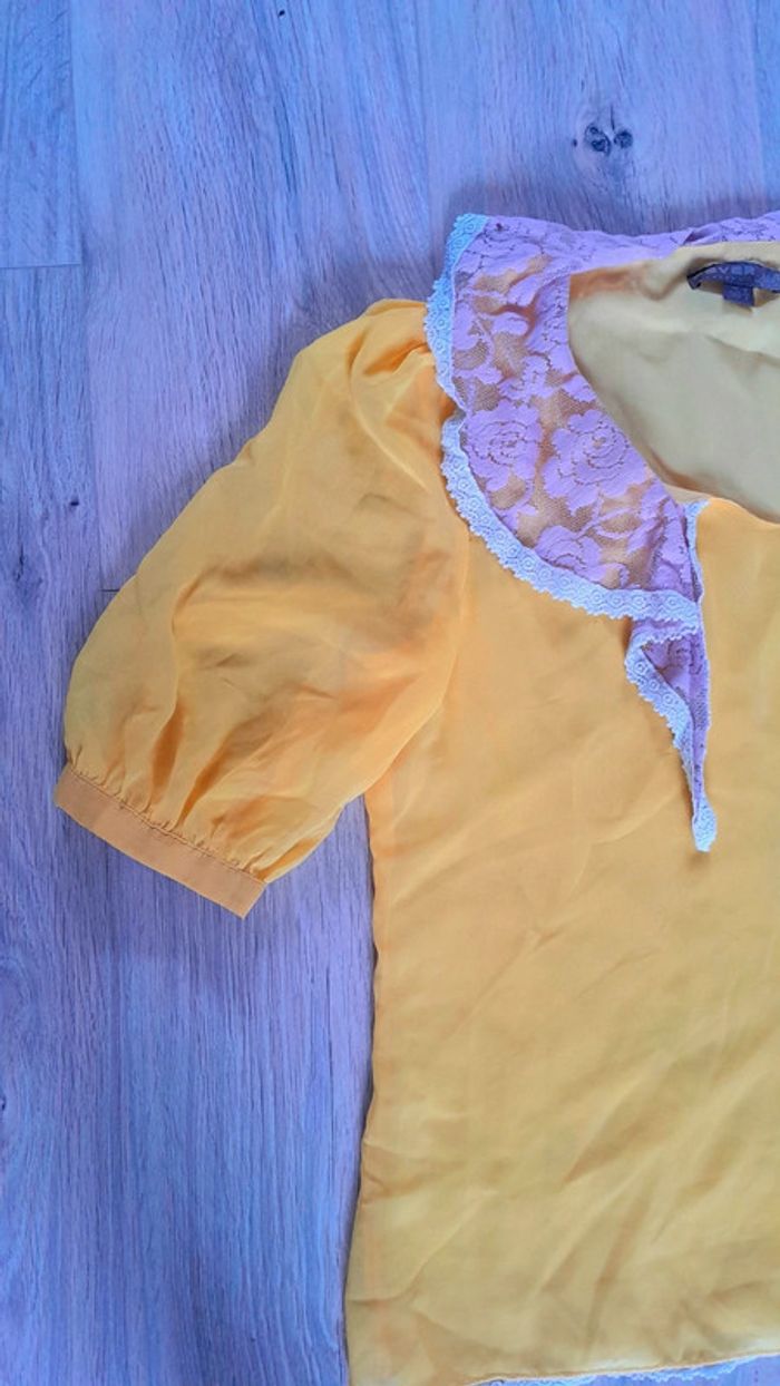 Blouse jaune et dentelle t.40 - photo numéro 2