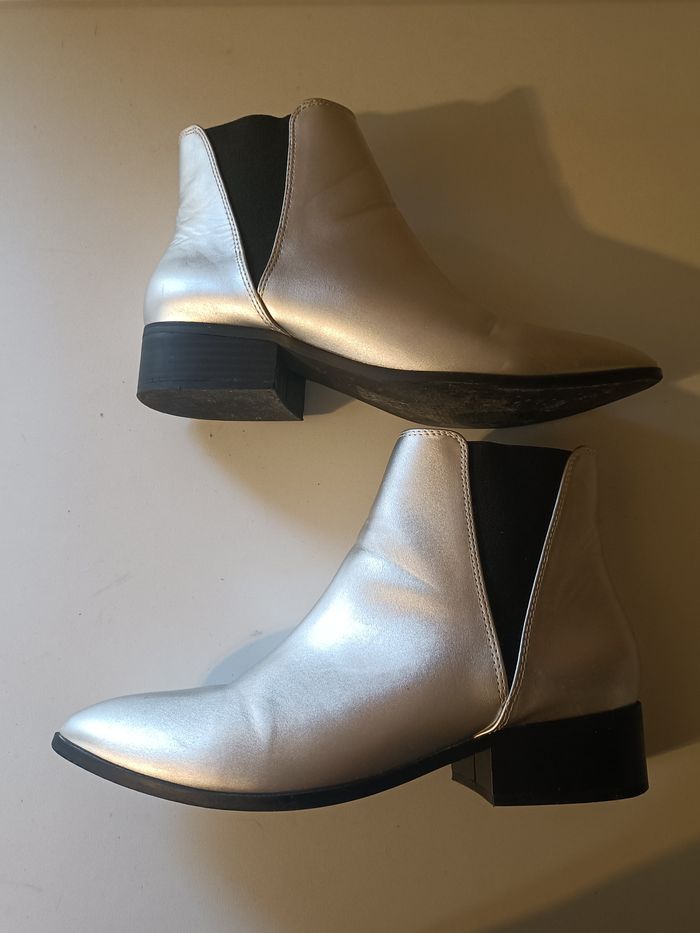 Bottines argenté gris stretch