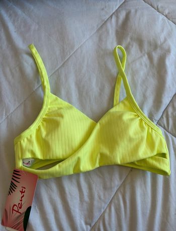 Haut de maillot de bain - bikini jaune fluo croisé penti taille XS/34 neuf