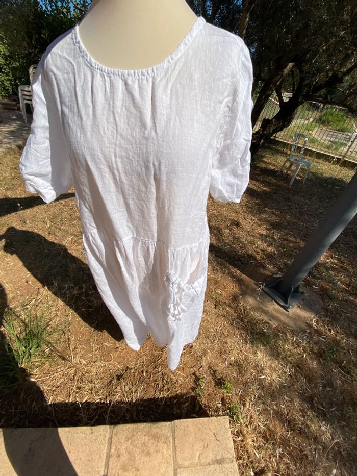 Robe ample lin blanc taille unique - photo numéro 4