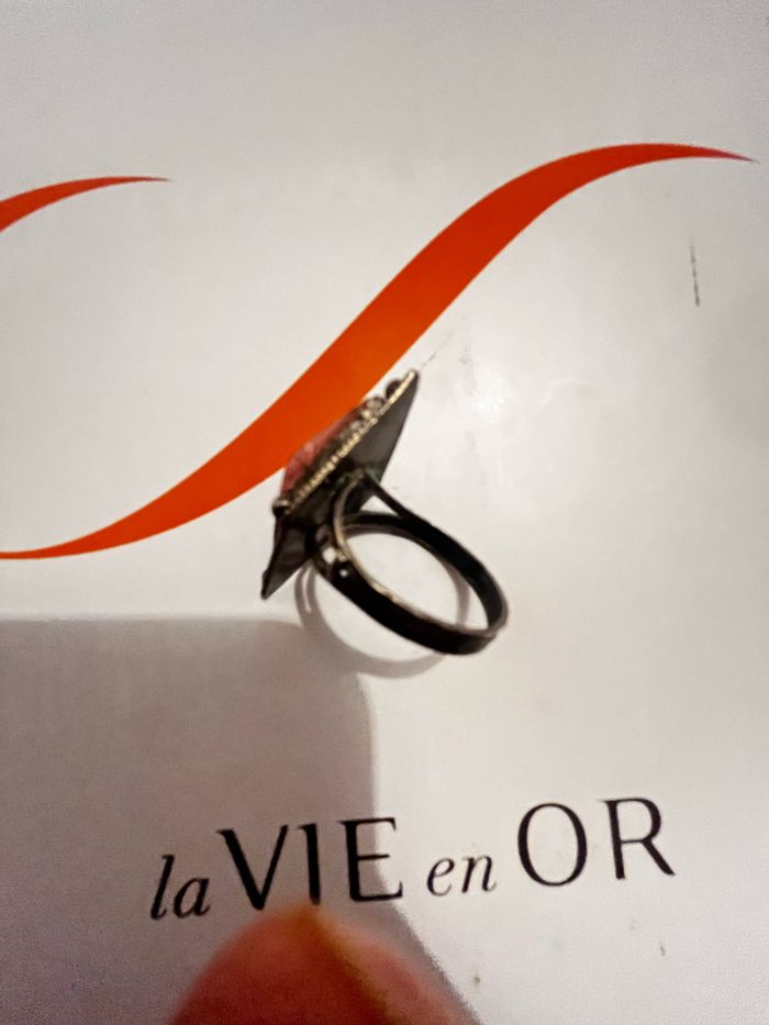 Bague argent massif et corail pour femme, taille 57 - photo numéro 3