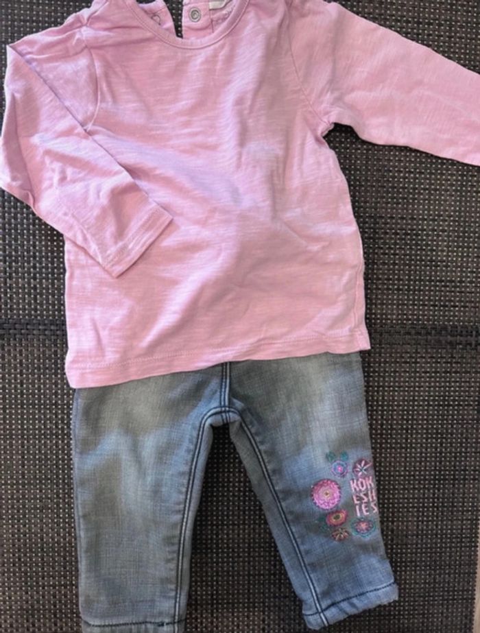 Ensemble jean/teeshirt manches longues fille