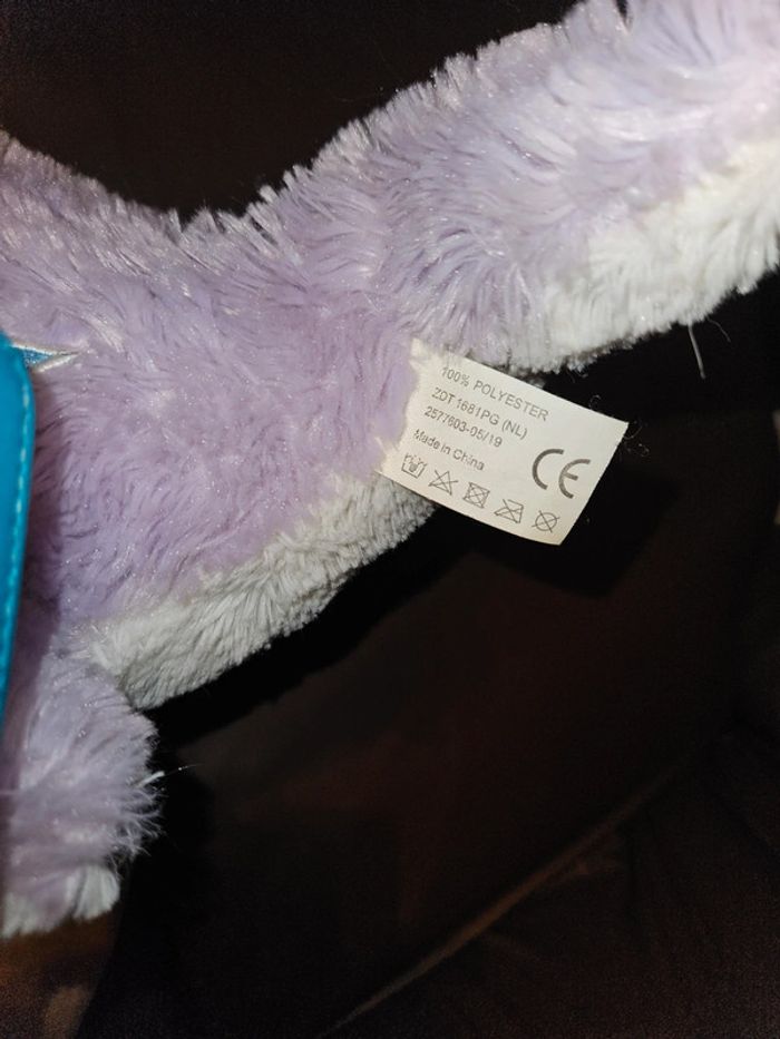 Peluche baleine licorne mauve et blanc +- 40 cm - photo numéro 3