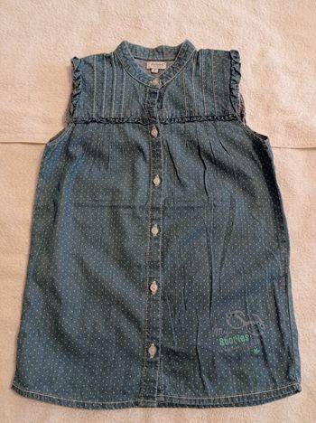 Ruban jean couleur bleu avec petit pois blanc taille 8 ans avec bouton voir photos