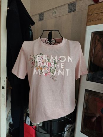 T-shirt avec paillettes rose poudre