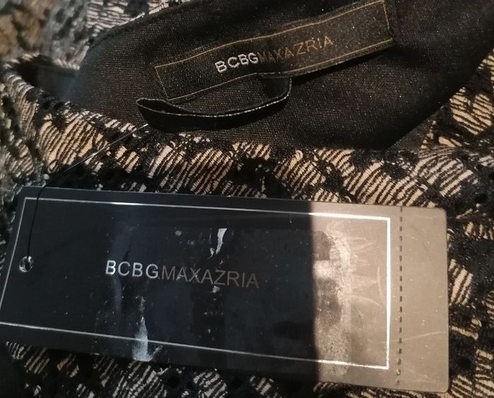 Robe courte chic pour soirée / réveillon noir beige Taille S Bcbg MaxAzria - photo numéro 11