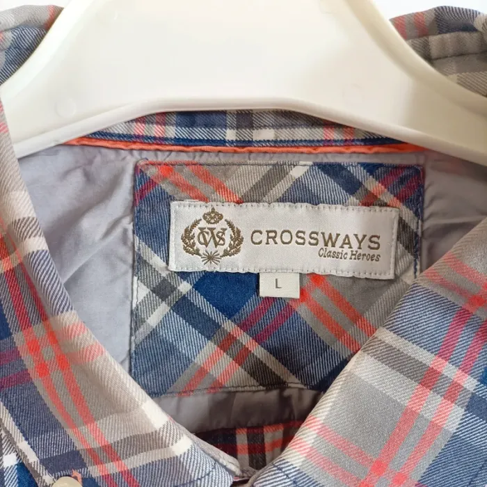 Chemise à carreaux bleu rouge gris Crossways 100 % coton taille L A902 - photo numéro 3