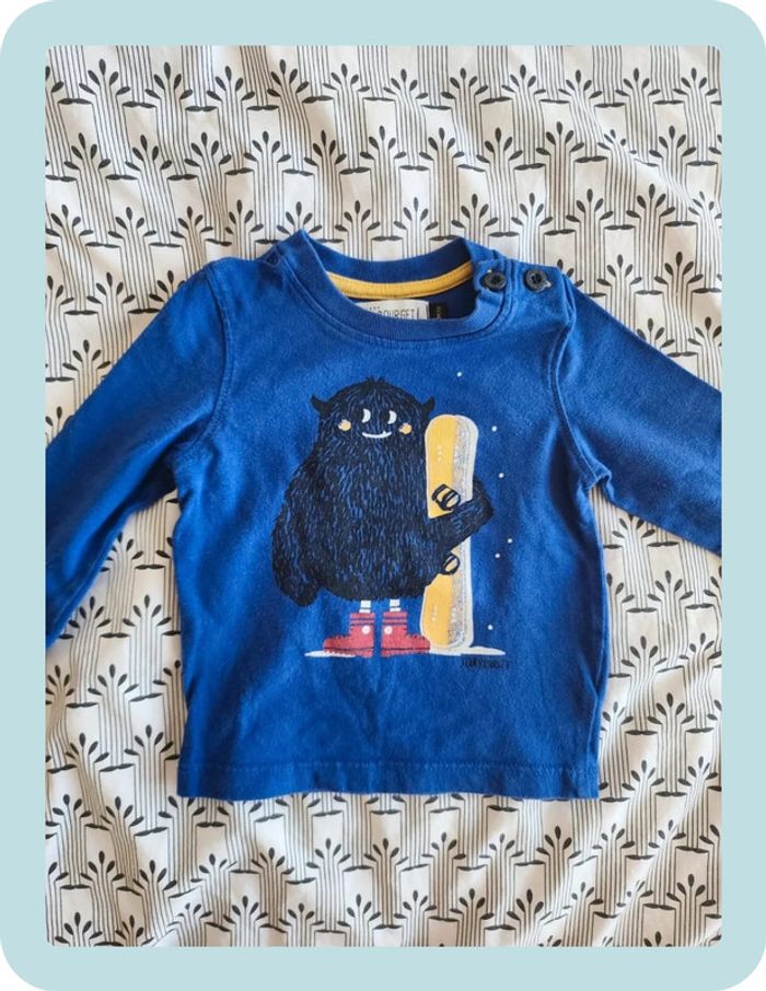 Haut manches longues bleu dessin Jean Bourget