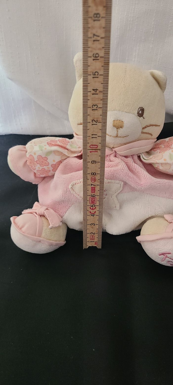 Doudou chat rose Etoile KALOO 16 cm Tissu fleurs Lilirose - photo numéro 4