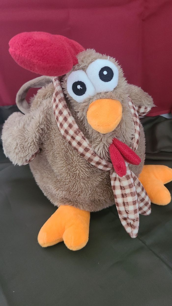 Peluche doudou Poule marron Fizzy 30 cm