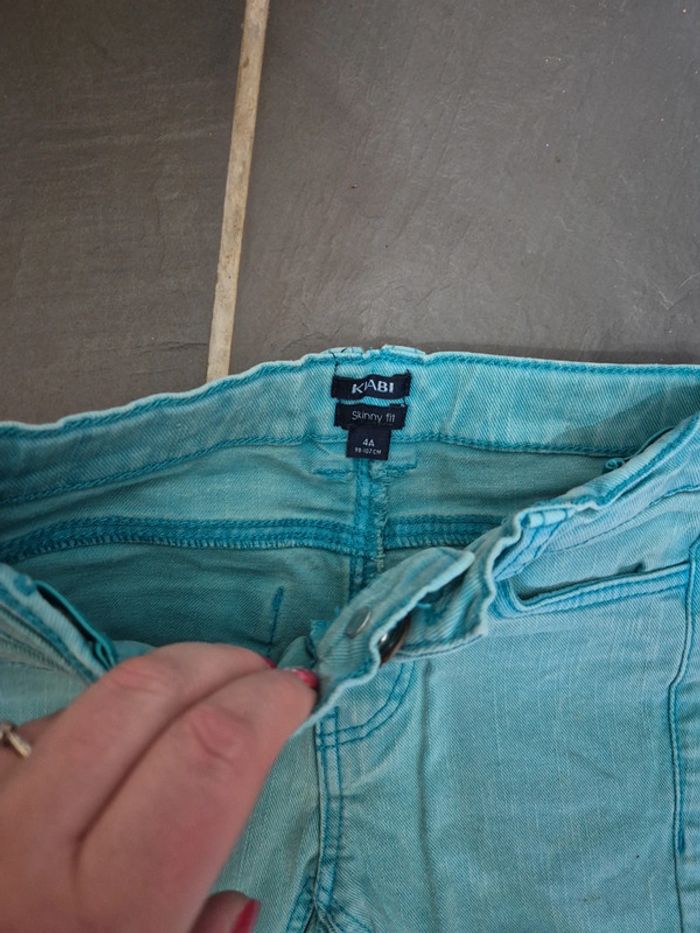Pantalon jeans turquoise - photo numéro 3