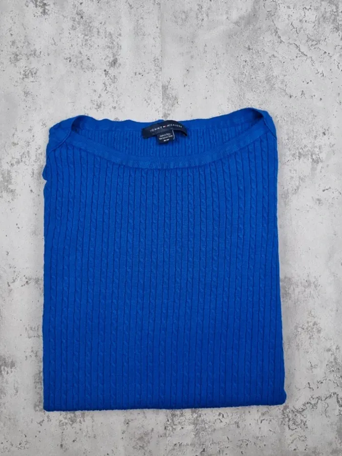 Pull torsadé Tommy Hilfiger bleu – Taille M Femme - photo numéro 2