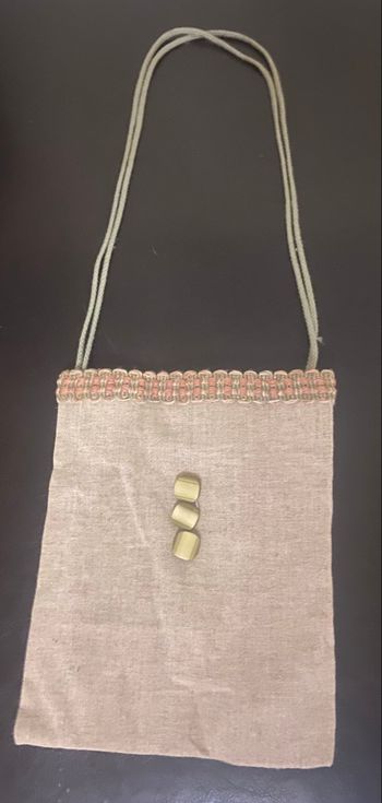 Pochette en jute beige et multicolore 