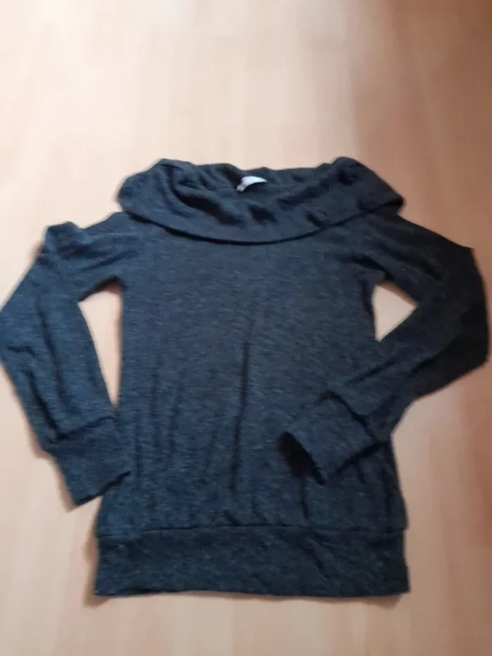 Pull Cache Cache Gris Anthracite Col Bateau Taille S (T1)