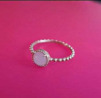 Bague alliance fine boules en plaqué or et quartz rose taille 54 neuve